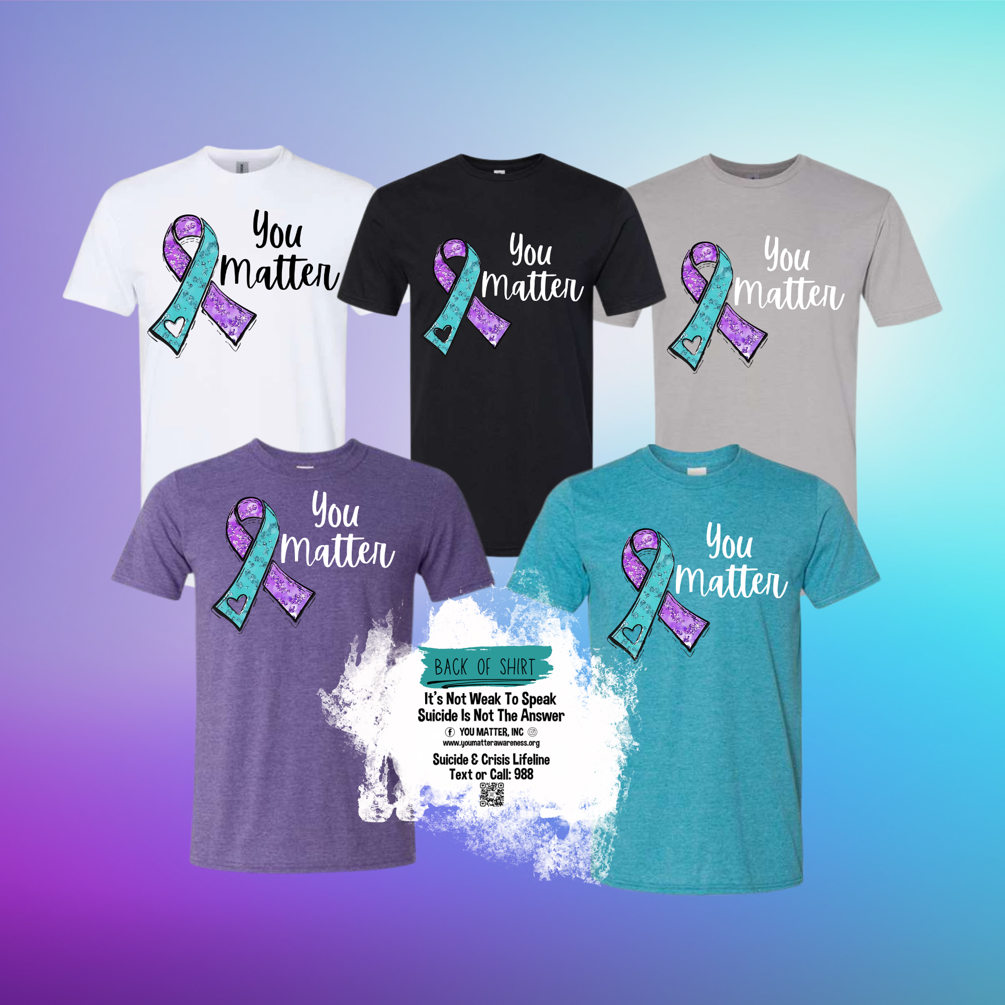 Sparkle Suicide Awareness Ribbon w/ You Matter (Sept 2025)